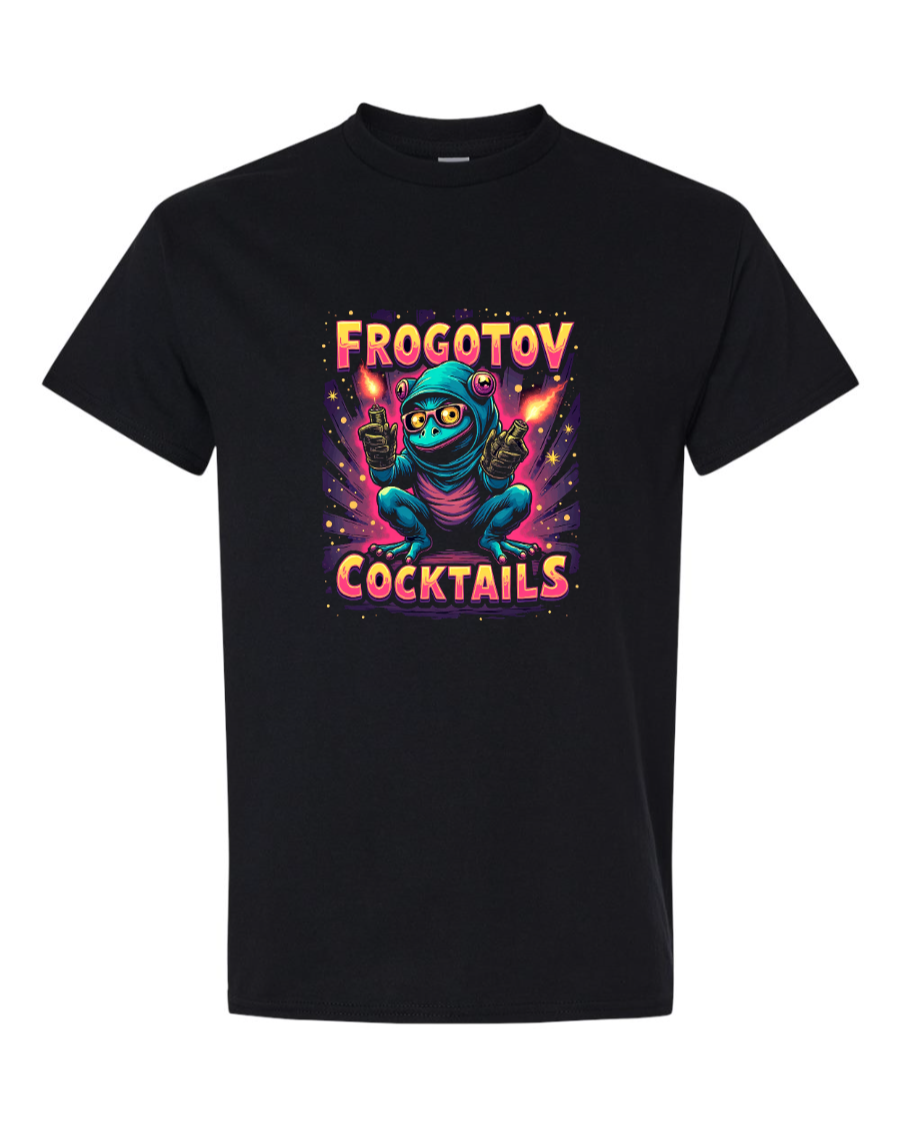 Cartoon frog with glasses holding flaming Molotovs