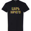 Black Bold Russian text “ЦАРЬ НИЧЕГО” on brown gradient.